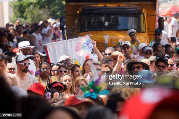 The Block Party ''Esfarrapados'' is parading through the streets of Bexiga in Sao Paulo, Brazil, on February 12, 2024.