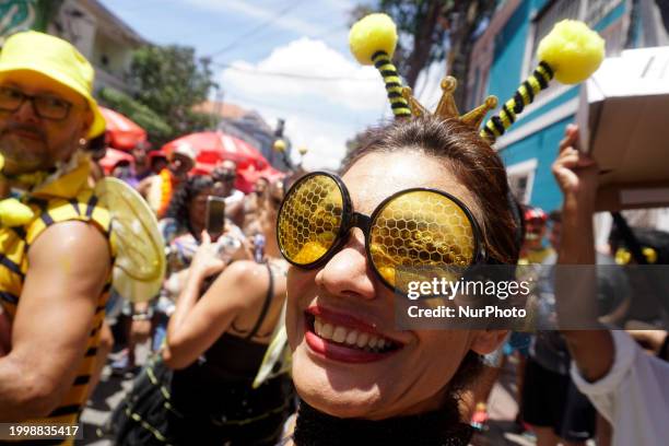 The Block Party ''Esfarrapados'' is parading through the streets of Bexiga in Sao Paulo, Brazil, on February 12, 2024.