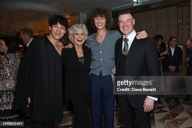 Carlos Gu, Angela Rippon, Bobby Brazier and Kai Widdrington attend a drinks reception hosted by Angela Rippon to celebrate her time on Strictly Come...