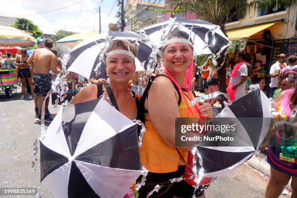 The Block Party ''Esfarrapados'' is parading through the streets of Bexiga in Sao Paulo, Brazil, on February 12, 2024.