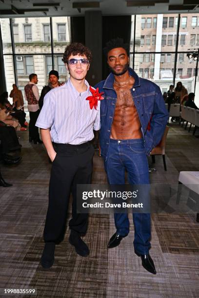 David Iacono and Jelani Alladin attend the Aknvas F/W24 show during February 2024 New York Fashion Week at The Ritz-Carlton New York on February 12,...