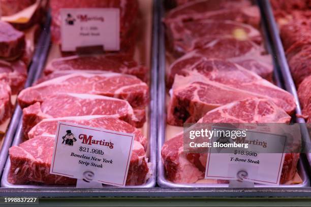 Steaks at the Reading Terminal Market in Philadelphia, Pennsylvania, US, on Monday, Feb. 12, 2024. The Bureau of Labor Statistics is scheduled to...