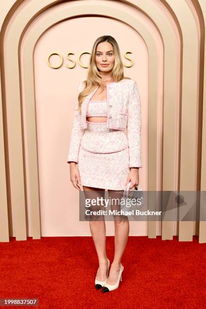 Margot Robbie at the 96th Oscars Nominee Luncheon at the Beverly Hilton on February 12, 2024 in Beverly Hills, California.