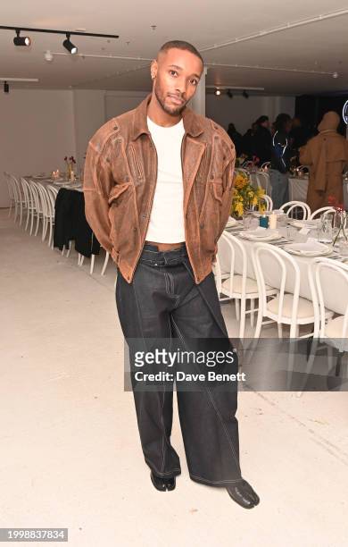 Tashan Dwyer attends the Bianca Saunders Anniversary dinner on February 12, 2024 in London, England.