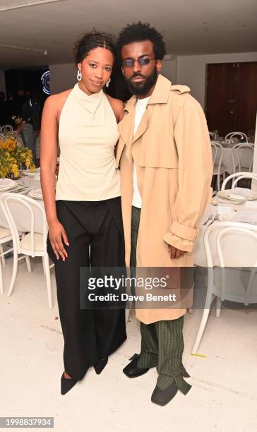 Bianca Saunders and Rasharn Powell attend the Bianca Saunders Anniversary dinner on February 12, 2024 in London, England.
