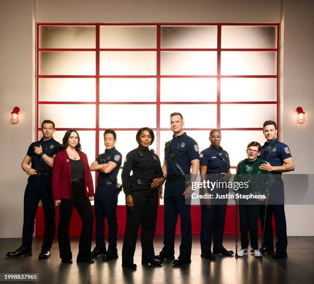 S "9-1-1" stars Oliver Stark as Evan "Buck" Buckley, Jennifer Love Hewitt as Maddie Kendall, Kenneth Choi as Howie "Chimney" Han, Angela Bassett as...