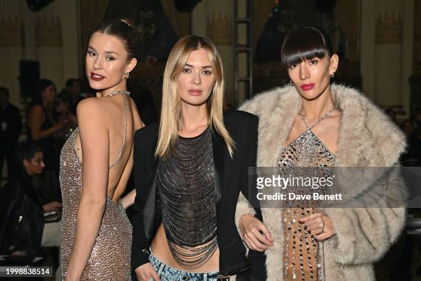 Keke Lindgard, Megan Williams and Katya Tolstova attend the Retrofête F/W24 show during February 2024 New York Fashion Week at The Plaza on February...