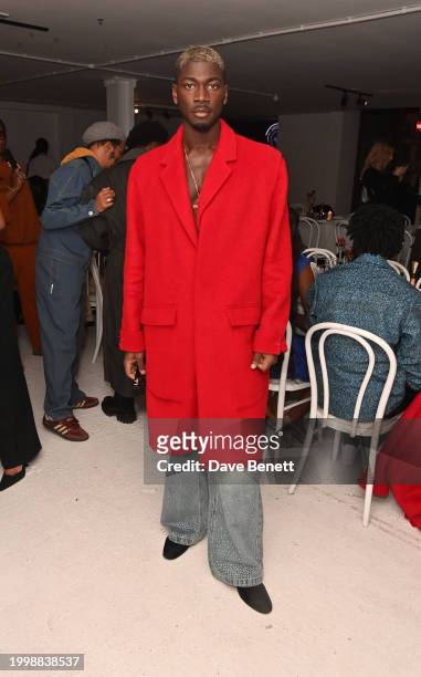 Victor Kunda attends the Bianca Saunders Anniversary dinner on February 12, 2024 in London, England.