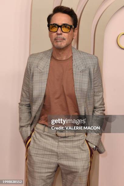 Actor Robert Downey Jr. Attends the Oscar Nominees Luncheon at the Beverly Hilton in Beverly Hills, California, on February 12, 2024.
