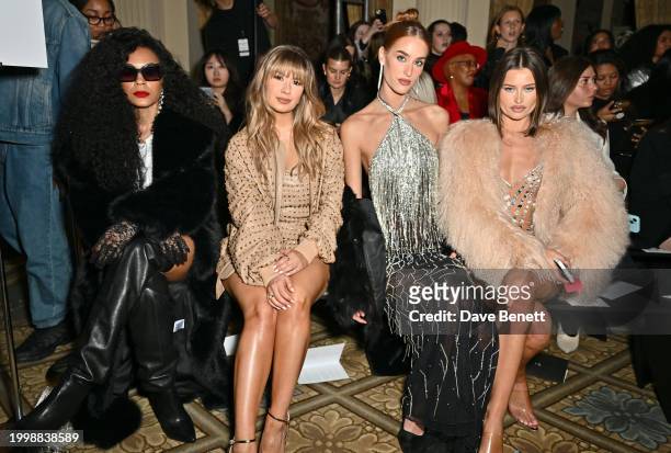 Kia Marie, Danielle Carolan, Rachel Winters and Lexi Wood attend the Retrofête F/W24 show during February 2024 New York Fashion Week at The Plaza on...