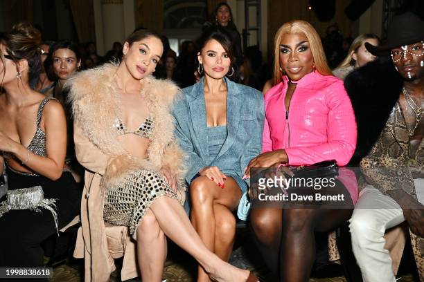 Jasmine Sanders aka Golden Barbie, Brooks Nader and Monet X Change attend the Retrofête F/W24 show during February 2024 New York Fashion Week at The...