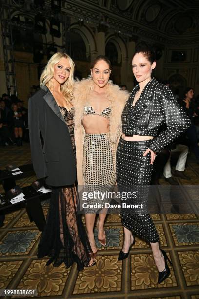 Poppy Delevingne, Jasmine Sanders aka Golden Barbie and Coco Rocha attend the Retrofête F/W24 show during February 2024 New York Fashion Week at The...