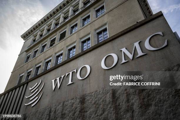 Picture taken in Geneva on February 5 shows the logo of the intergovernmental World Trade Organization at its headquarters. The world's trade...