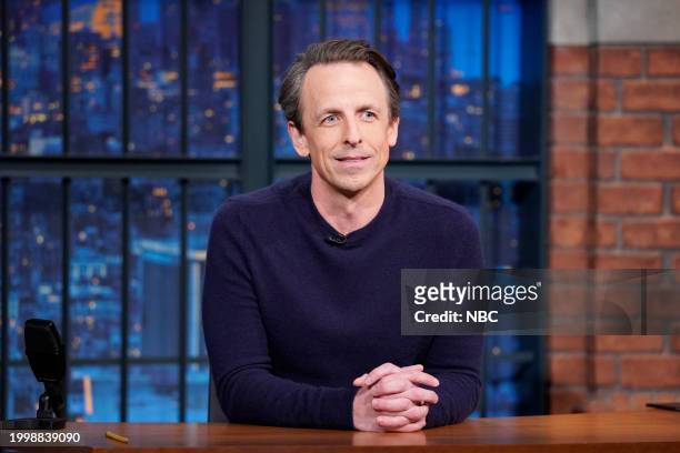 Episode 1484 -- Pictured: Host Seth Meyers during the monologue on February 12, 2024 --