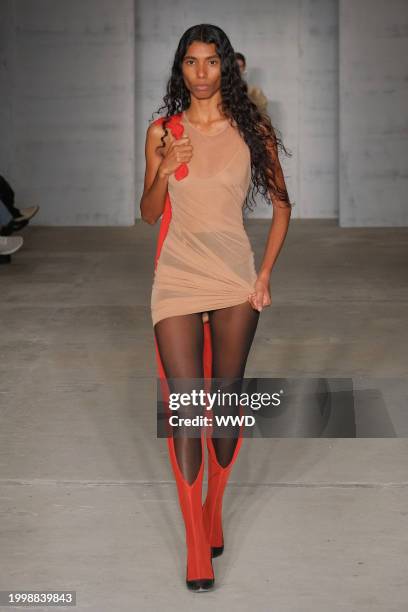 Model on the runway at Puppets & Puppets RTW Fall 2024 as part of New York Ready to Wear Fashion Week held at the Look Building on February 12, 2024...