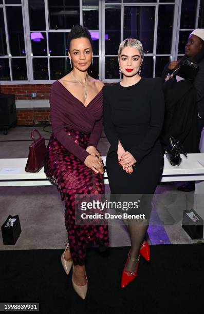 Maria Sten and Auli'i Cravalho attend the Sergio Hudson F/W24 show during February 2024 New York Fashion Week at the Starrett-Lehigh Building on...