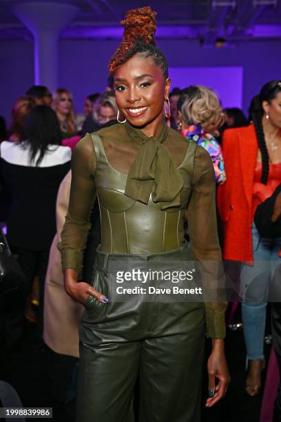 KiKi Layne attends the Sergio Hudson F/W24 show during February 2024 New York Fashion Week at the Starrett-Lehigh Building on February 12, 2024 in...