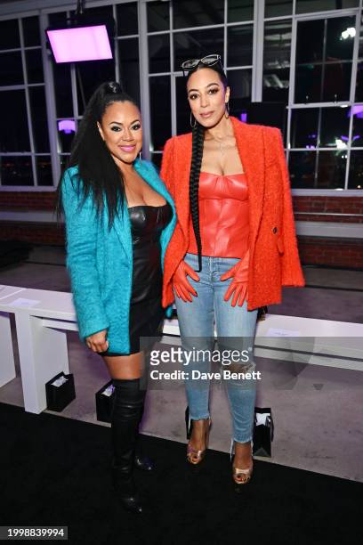 Tiffany Cross and Angela Rye attend the Sergio Hudson F/W24 show during February 2024 New York Fashion Week at the Starrett-Lehigh Building on...