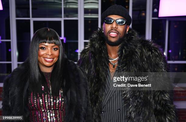 Janelle James and Dwain Thomas attend the Sergio Hudson F/W24 show during February 2024 New York Fashion Week at the Starrett-Lehigh Building on...