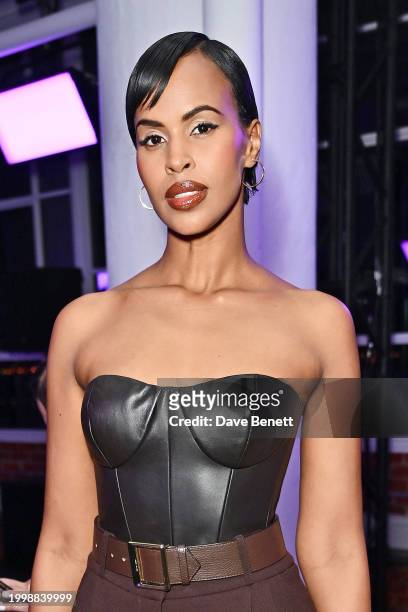 Sabrina Elba attends the Sergio Hudson F/W24 show during February 2024 New York Fashion Week at the Starrett-Lehigh Building on February 12, 2024 in...