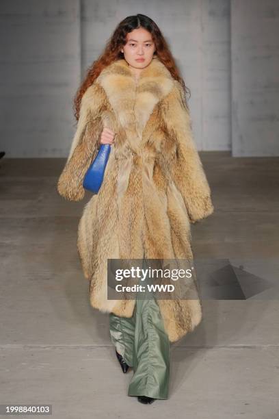 Model on the runway at Puppets & Puppets RTW Fall 2024 as part of New York Ready to Wear Fashion Week held at the Look Building on February 12, 2024...