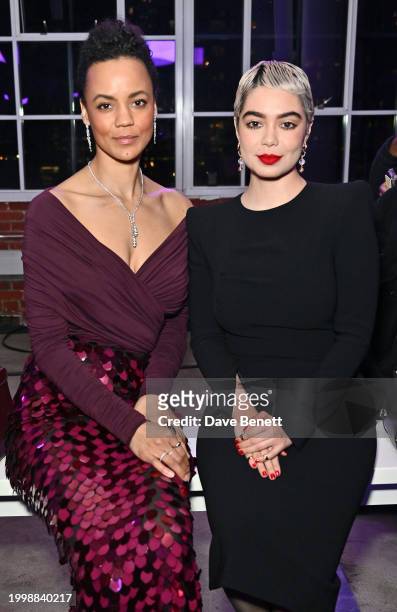 Maria Sten and Auli'i Cravalho attend the Sergio Hudson F/W24 show during February 2024 New York Fashion Week at the Starrett-Lehigh Building on...