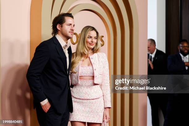 Beverly Hills , CA Tom Ackerley and Australian actress Margot Robbie arriving at the 2024 Oscars Nominees Luncheon Red Carpet at the The Beverly...