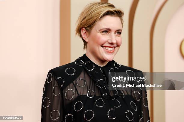 Beverly Hills , CA Greta Gerwig arriving at the 2024 Oscars Nominees Luncheon Red Carpet at the The Beverly Hilton Hotel in Beverly Hills , CA,...