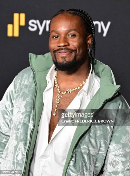 Actor/musician Shameik Moore arrives for the premiere of Sony's "Madame Web" in Los Angeles, California, on February 12, 2024.