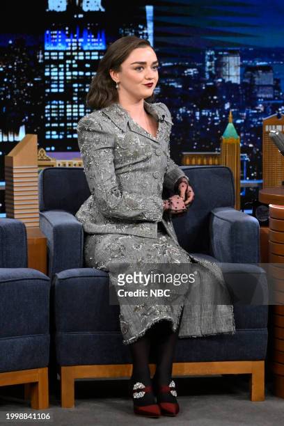 Episode 1922 -- Pictured: Actress Maisie Williams during an interview on Monday, February 12, 2024 --