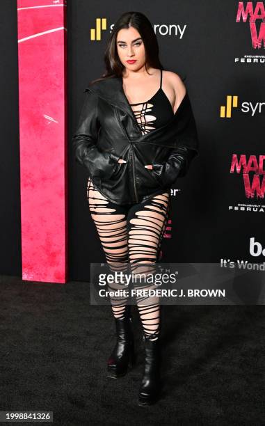 Singer Lauren Jauregui arrives for the premiere of Sony's "Madame Web" in Los Angeles, California, on February 12, 2024.
