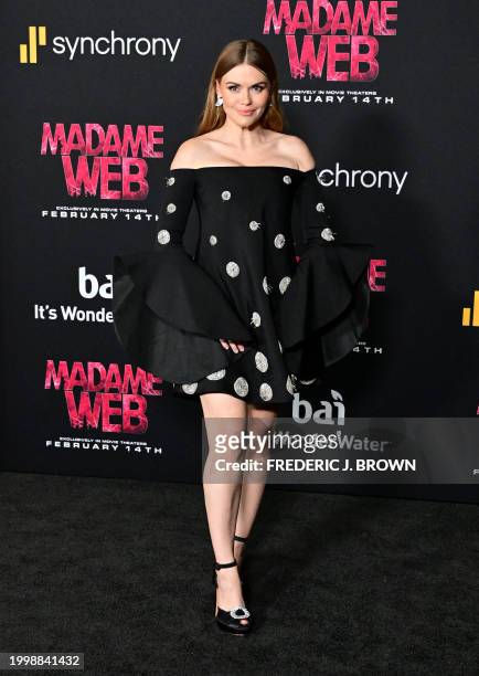 Holland Roden arrives for the premiere of Sony's "Madame Web" in Los Angeles, California, on February 12, 2024.