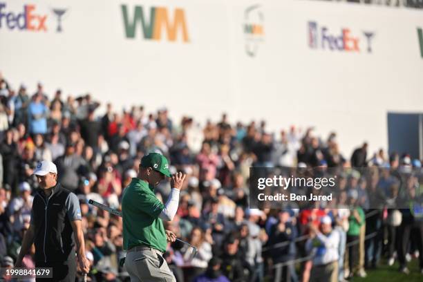 Charley Hoffman tips his hat on the 18th green during the final round of WM Phoenix Open at TPC Scottsdale on February 11, 2024 in Scottsdale,...