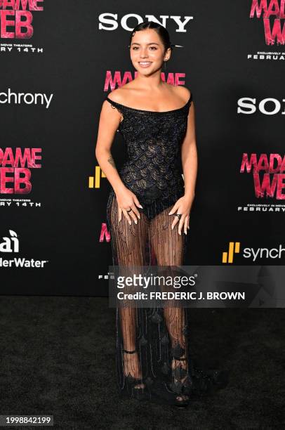 Actress Isabela Merced arrives for the premiere of Sony's "Madame Web" in Los Angeles, California, on February 12, 2024.