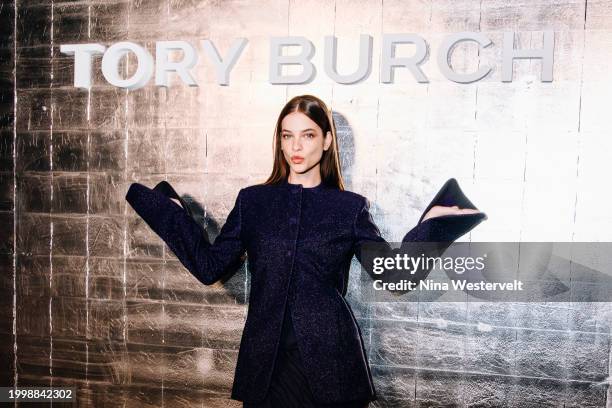 Barbara Palvin at Tory Burch RTW Fall 2024 as part of New York Ready to Wear Fashion Week held at the New York Public Library on February 12, 2024 in...