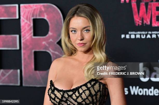 Actress Sydney Sweeney arrives for the premiere of Sony's "Madame Web" in Los Angeles, California, on February 12, 2024.
