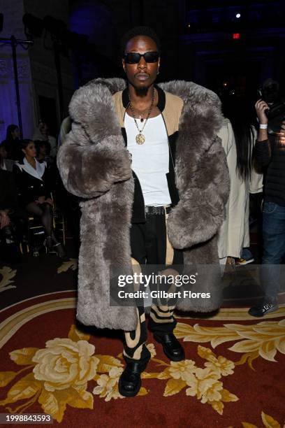 Joey Bada$$ at LaQuan Smith RTW Fall 2024 as part of New York Ready to Wear Fashion Week held at Cipriani 25 Broadway on February 12, 2024 in New...