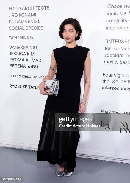 Stephanie Hui poses at the 3.1 Phillip Lim Presentation during New York Fashion Week The Shows on February 09, 2024 in New York City.