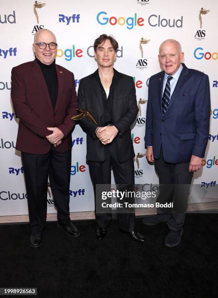 Buzz Hays, Cillian Murphy, and Jim Chabin attend the 14th Advanced Imaging Society's Lumiere Awards at The Beverly Hills Hotel on February 09, 2024...