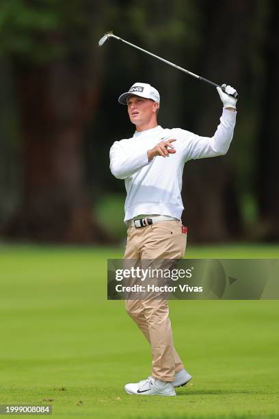 William Mouw of United States plays his second shot on the 18th hole during the second round of the Astara Golf Championship presented by Mastercard...