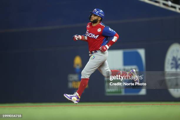 Robinson Cano of Tigres del Licey of Dominican runs the bases in the first inning , during a game between Venezuela and Dominican Republic at...