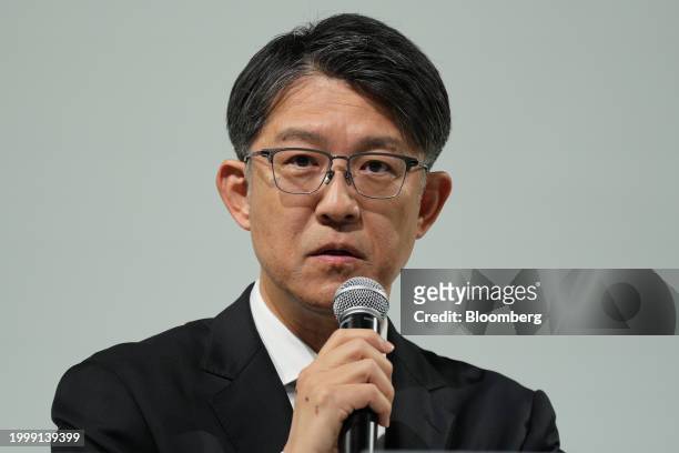 Koji Sato, president of Toyota Motor Corp., attends a news conference in Tokyo, Japan, on Tuesday, Feb. 13, 2024. Toyota Motor has chosen Inoueto...