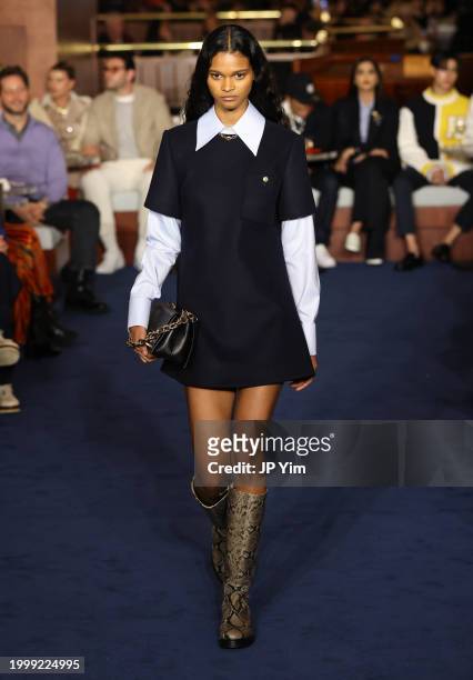 Model walks the runway at the Tommy Hilfiger fashion show during New York Fashion Week The Shows on February 09, 2024 in New York City.
