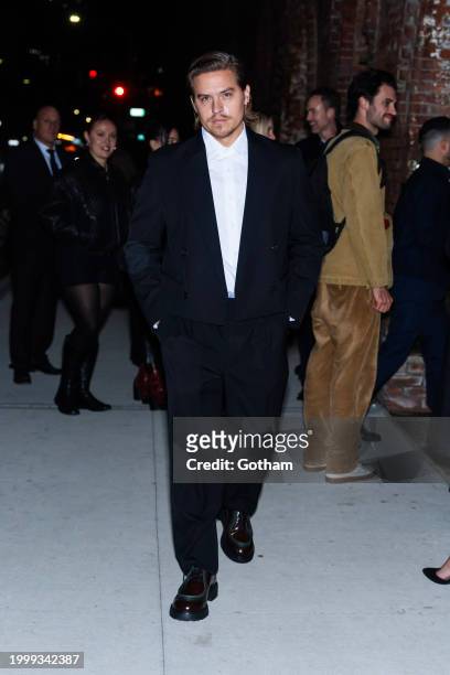 Dylan Sprouse attends the Prada makeup and skincare launch party at Skylight at The Refinery in Brooklyn on February 09, 2024 in New York City.