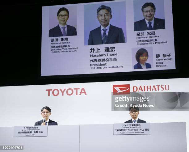 Masahiro Inoue , head of Toyota Motor Corp.'s operations in the Latin America and Caribbean region, attends a press conference in Tokyo on Feb. 13...