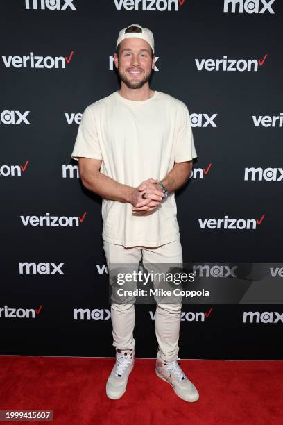 Colton Underwood attends Max: Behind the Scenes with Place Your Bets on “Hacks”at Verizon Live at Super Bowl LVIII on February 09, 2024 in Las Vegas,...