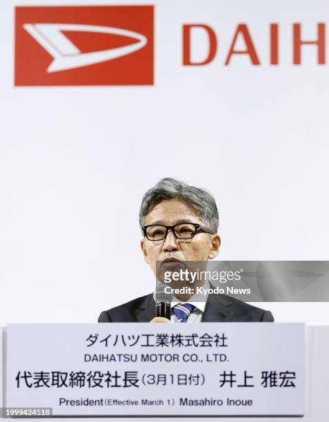 Masahiro Inoue, head of Toyota Motor Corp.'s operations in the Latin America and Caribbean region, attends a press conference in Tokyo on Feb. 13...