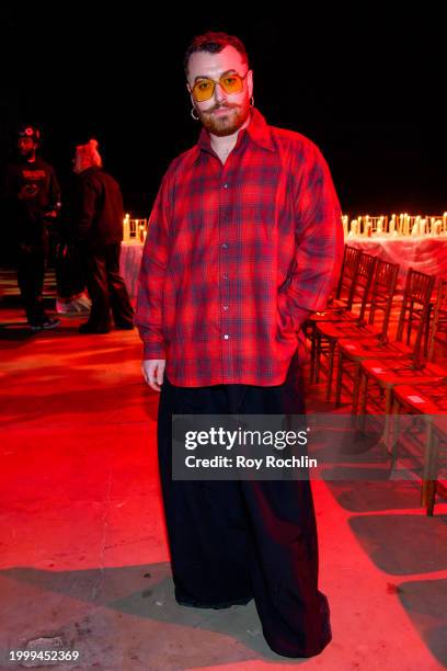Sam Smith attends the Willy Chavarria fashion show at 67 West in Brooklyn on February 09, 2024 in New York City.