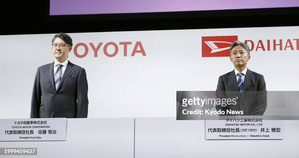 Masahiro Inoue , head of Toyota Motor Corp.'s operations in the Latin America and Caribbean region, attends a press conference in Tokyo on Feb. 13...