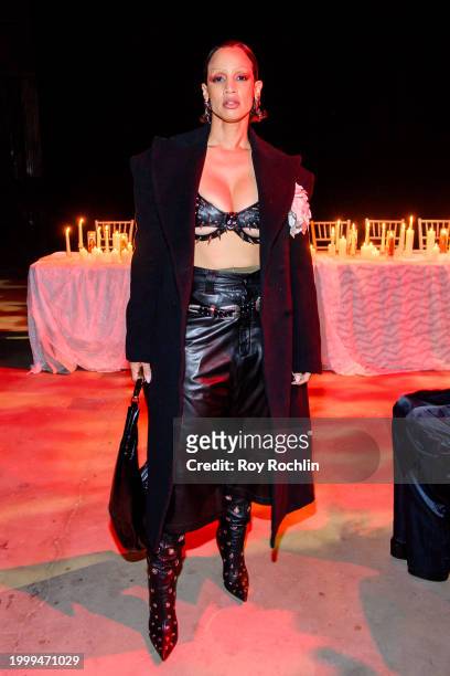 Dascha Polanco attends the Willy Chavarria fashion show at 67 West in Brooklyn on February 09, 2024 in New York City.